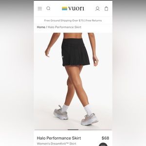 Black VUORI Halo Performance Skirt
